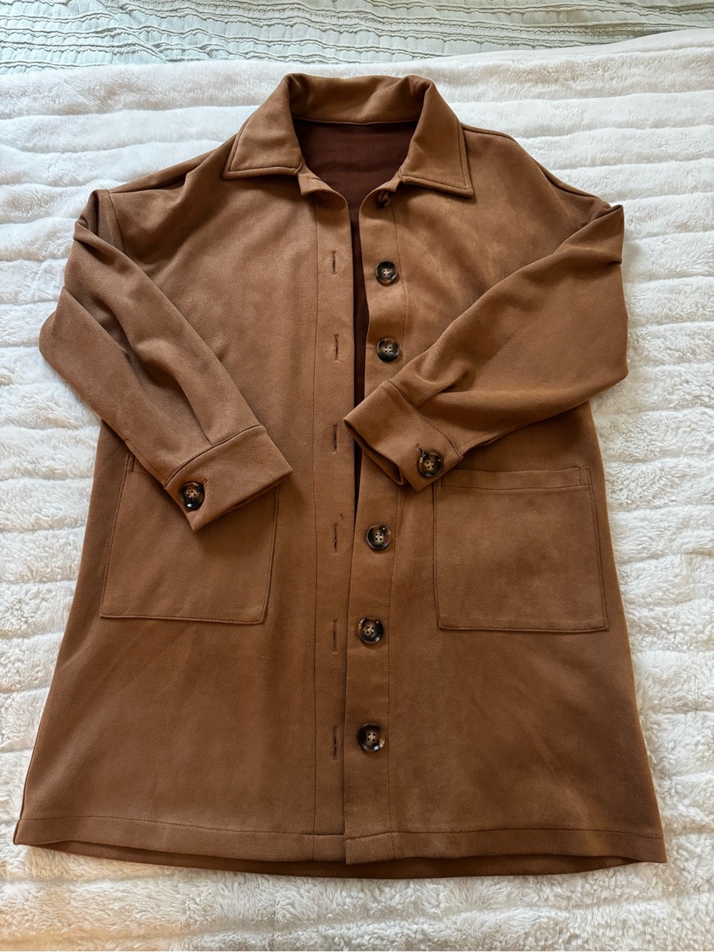 SHEIN Brown Button-Front Trench Coat